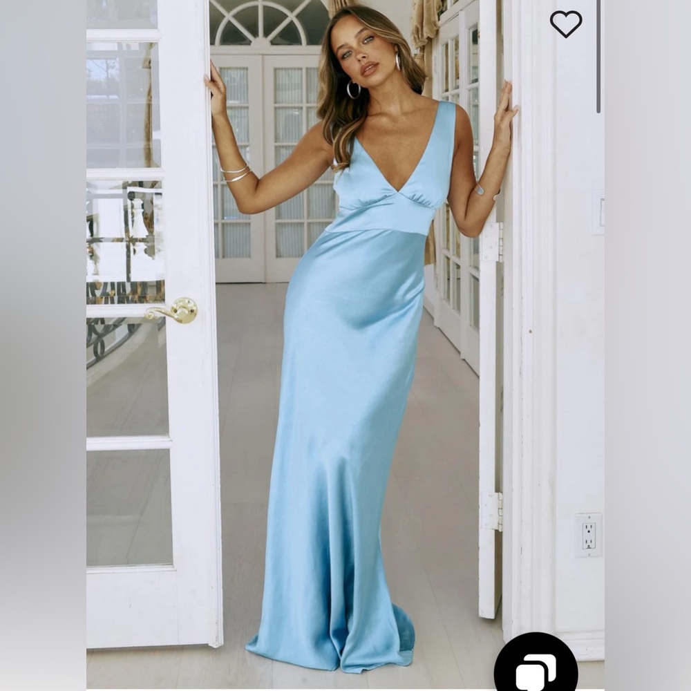 Princess Polly Blue Sleeveless V-Neck Maxi Gown